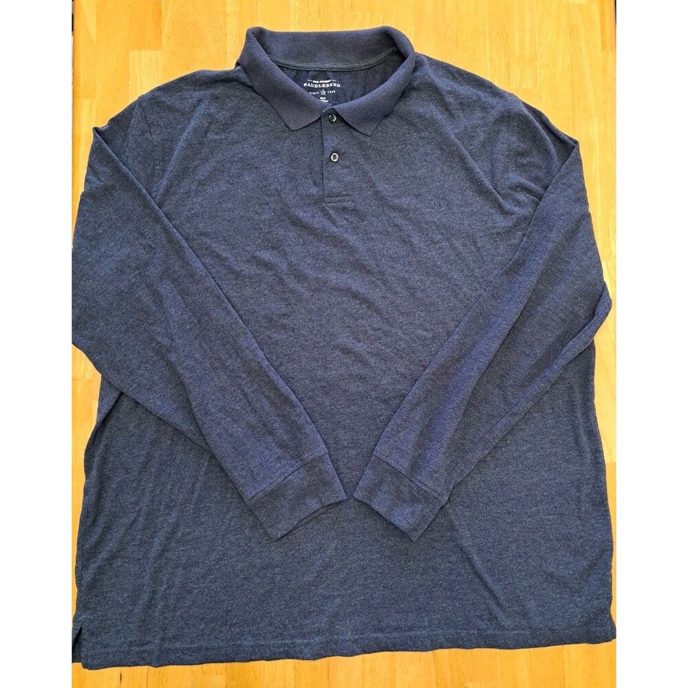 Saddlebred Blue Long Sleeve Polo Shirt Men's Size 2XLT